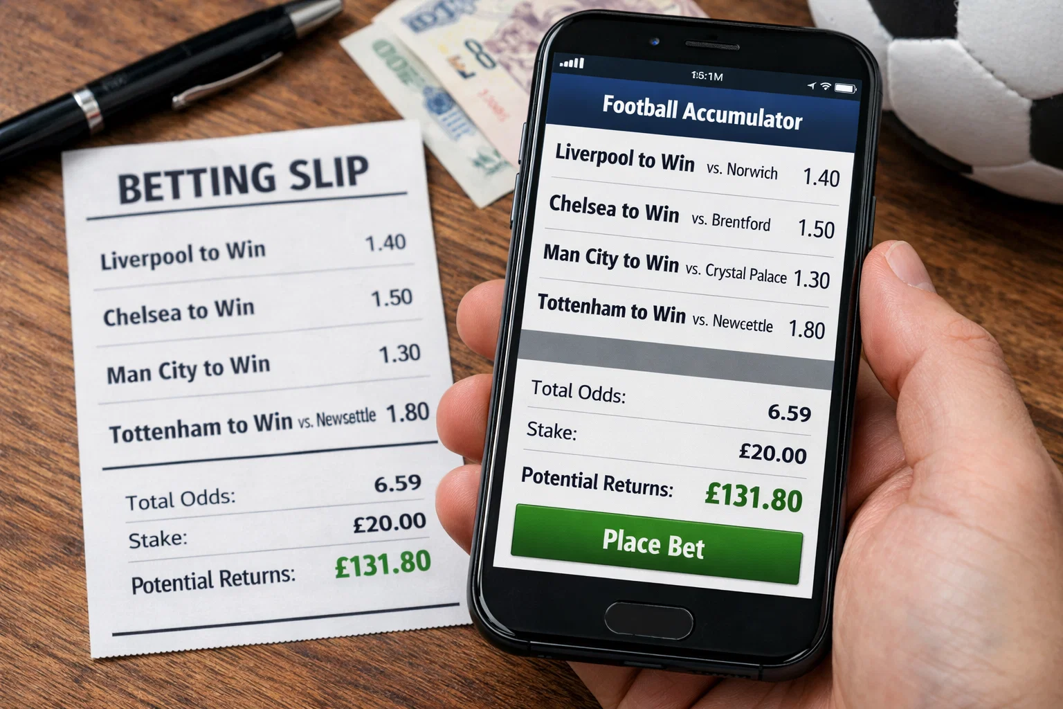 Interface de pari combiné montrant plusieurs sélections football