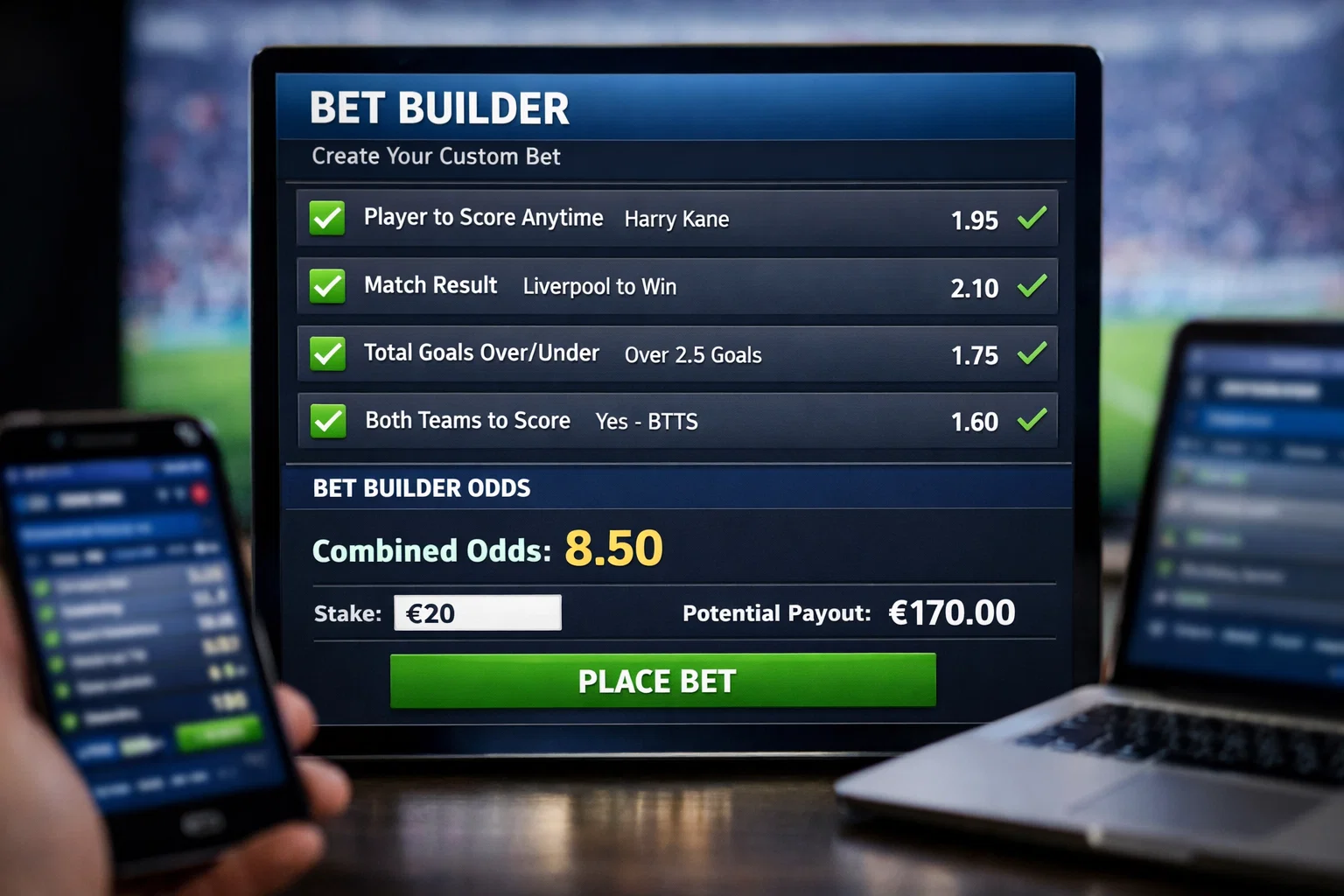 Interface de Bet Builder permettant de créer des paris personnalisés