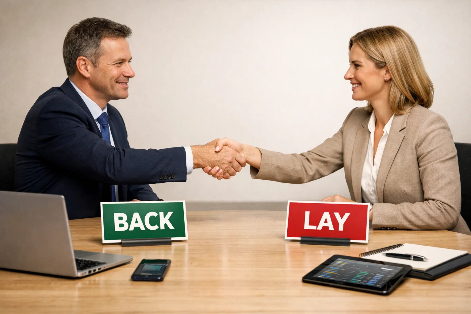 Schéma explicatif montrant le concept de back et lay avec deux parieurs face à face