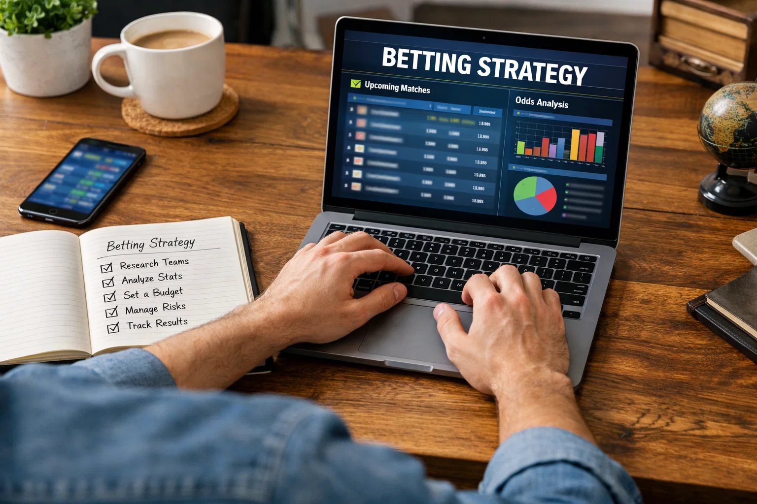 Personne planifiant une stratégie de paris sur ordinateur portable