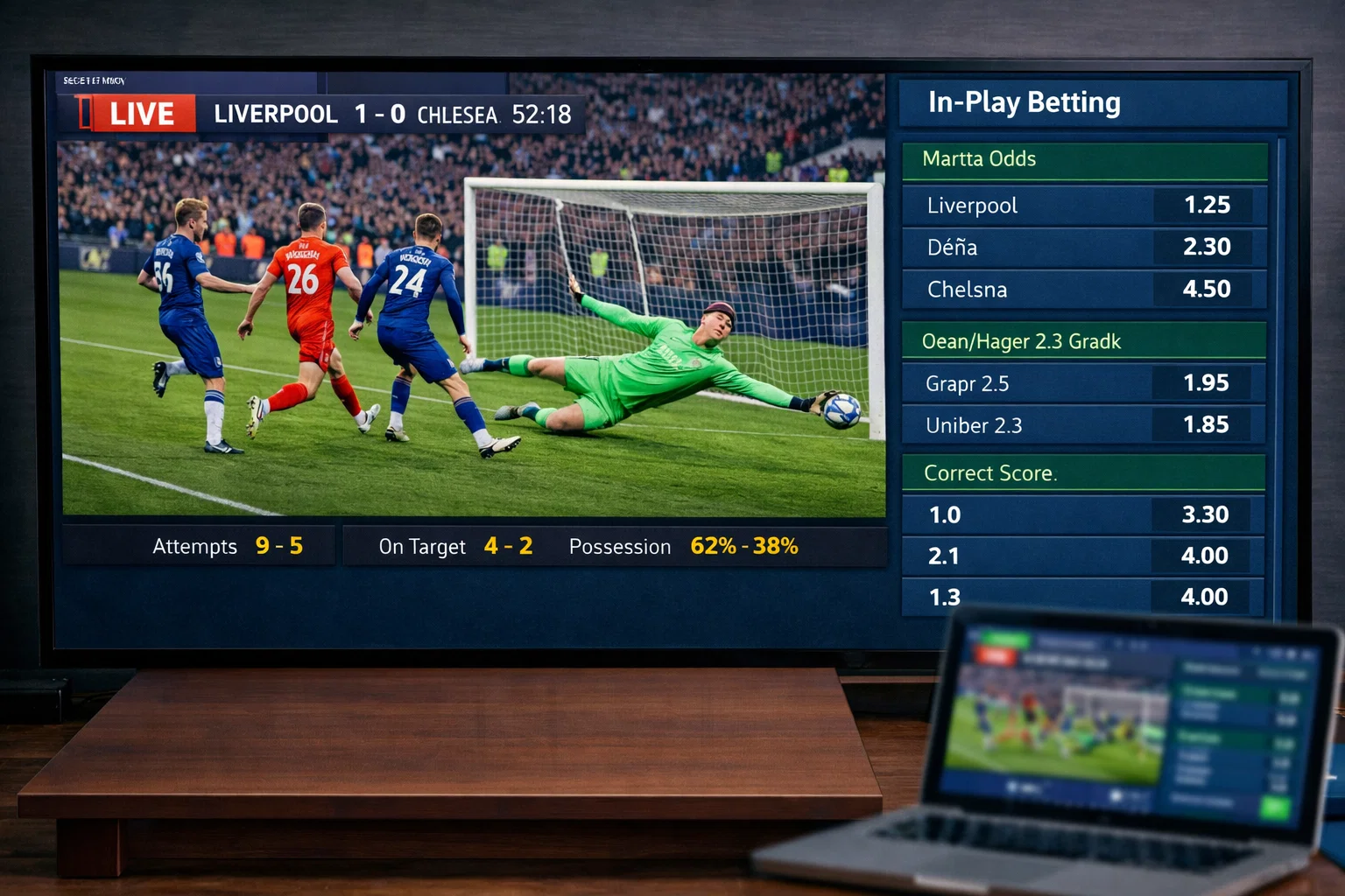 Streaming en direct d'un match de football sur plateforme de paris sportifs