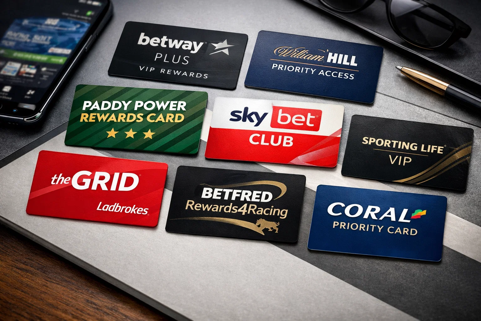Différentes cartes de fidélité de bookmakers britanniques