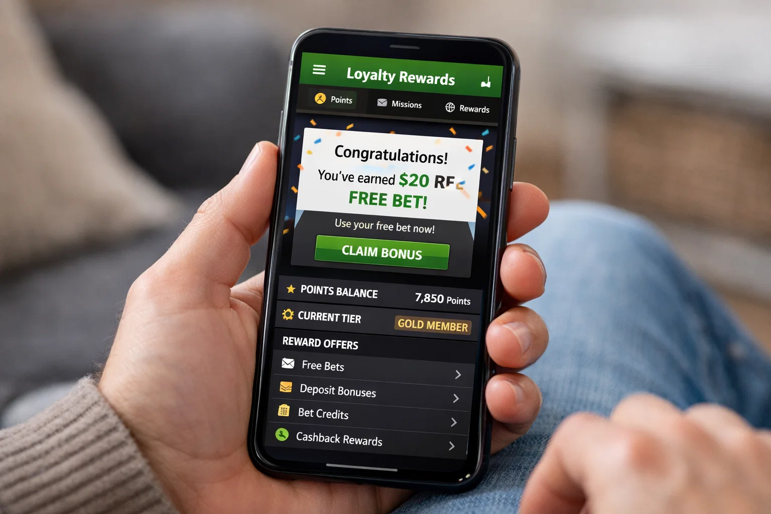 Application mobile affichant les récompenses d'un programme de fidélité