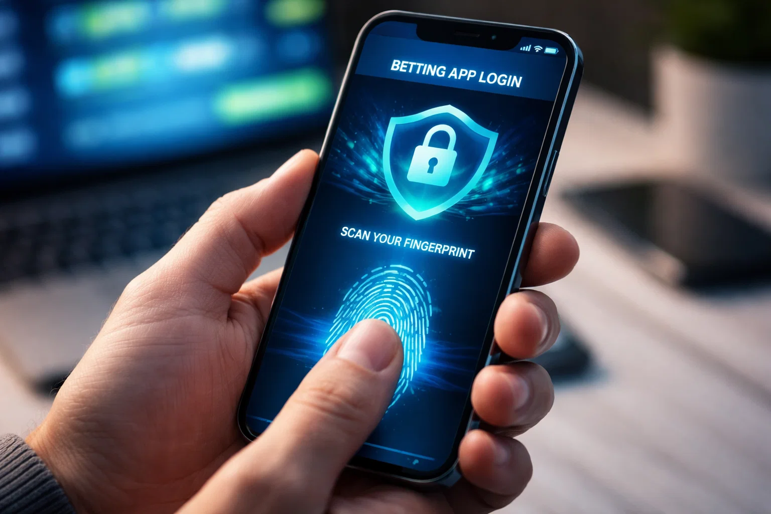 Icône de sécurité et authentification biométrique sur smartphone