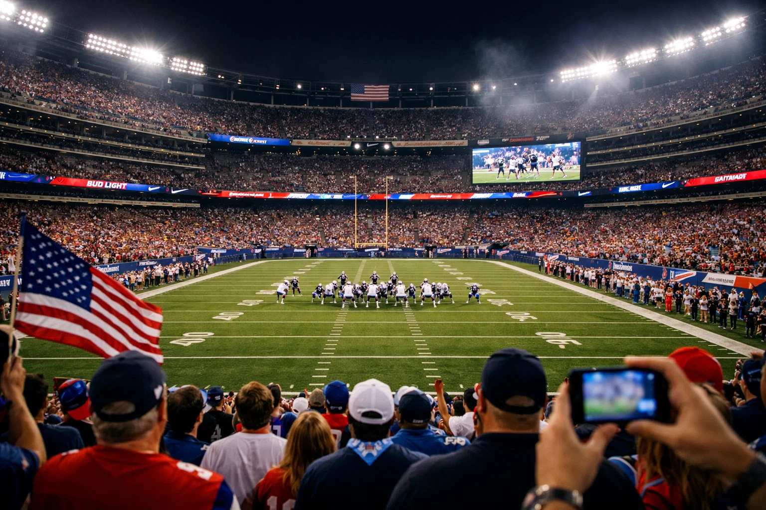 Stade de football américain rempli de spectateurs lors d'un match NFL