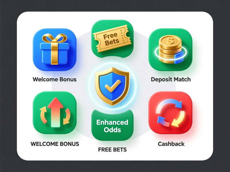 Infographie des différents types de bonus des bookmakers anglais : welcome bonus, freebets, deposit match, cashback